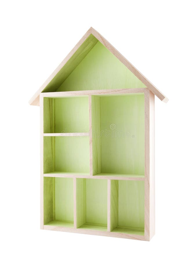 Green Wooden House Shaped Shelf Stock Photo Image of shape, small