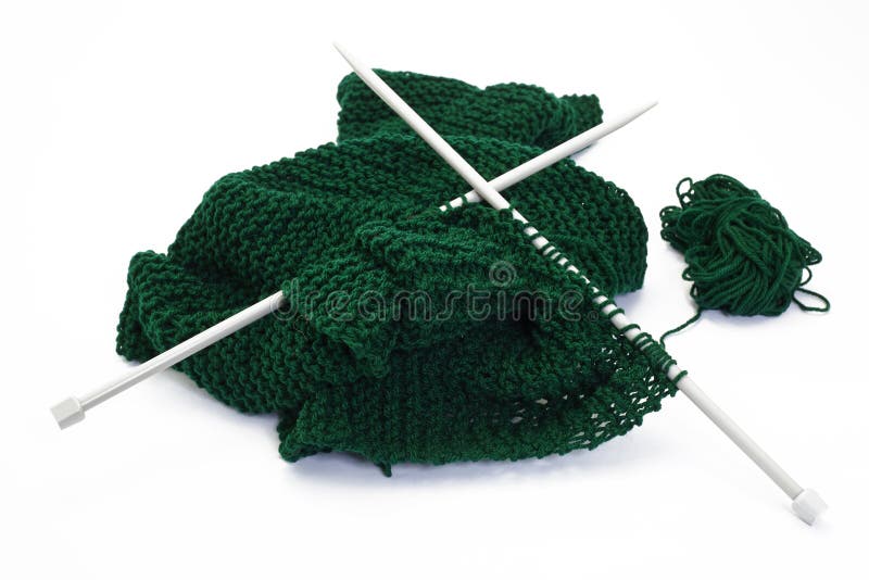 Green Wool Cloth while Knitting Stock Image - Image of wool, hobby: 34803765