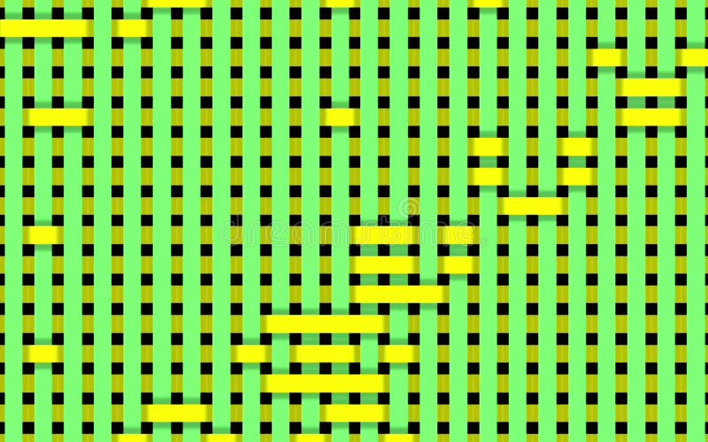 Yellow and green flowing short stripes, seamless loop. Motion. Monochrome segments moving in vertical and diagonal directions. stock illustration