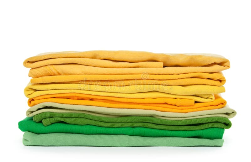 Pile of Green and Yellow Folded Clothes Stock Image Image of fashion