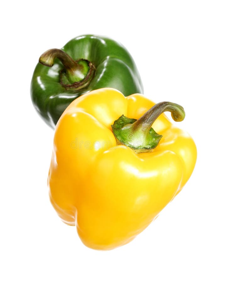 Green and yellow pepper, isolated