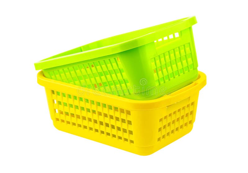 Yellow plastic basket stock photo. Image of empty, isolated 8053154