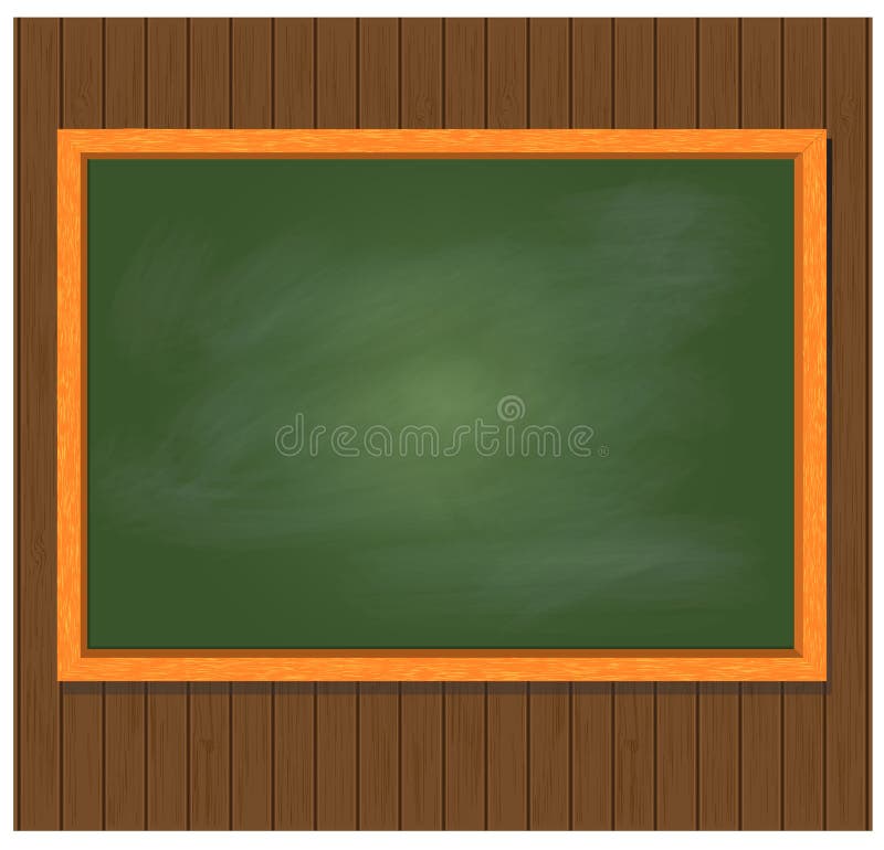 Greenboard on brown wooden background. Vector illustration