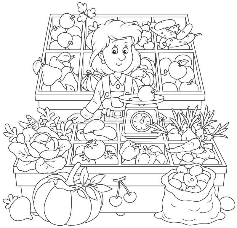 Market Coloring Page Stock Illustrations – 1,152 Market Coloring Page Stock  Illustrations, Vectors & Clipart - Dreamstime
