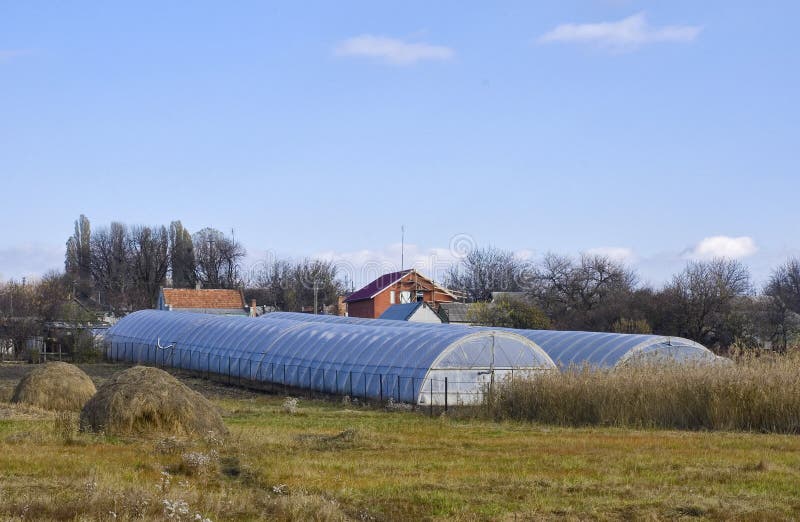Greenhouses in Ukrainian Farm Stock Image Image of plastic, autumn