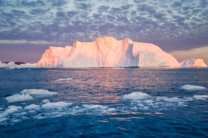 Greenland Ilulissat Glaciers at Ocean at Polar Night Stock Image ...