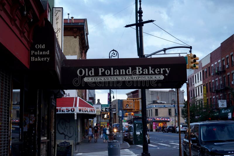 Greenpoint, Brooklyn, NY, Old Poland Bakery entrance awning