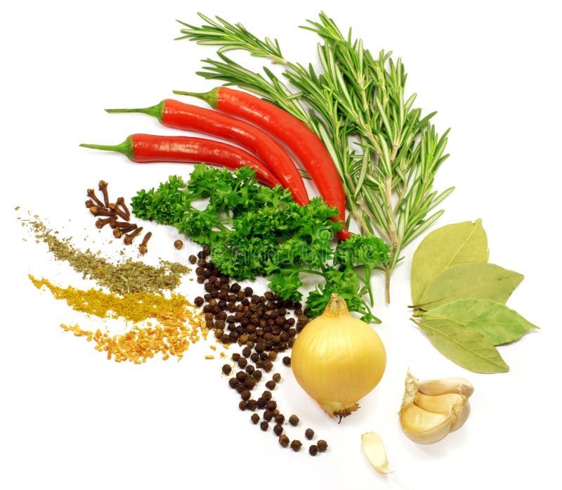 Greens and spices stock photo. Image of dried, brown 13291766