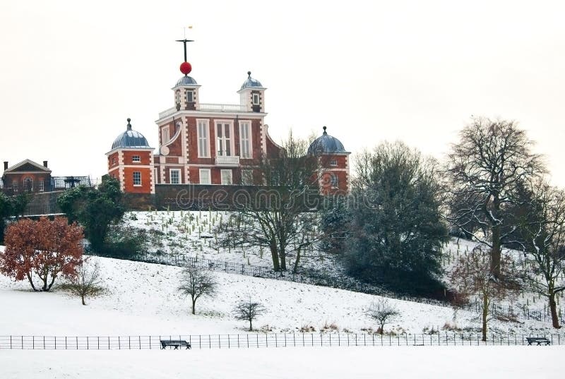 Greenwich observatory in a cold winter day