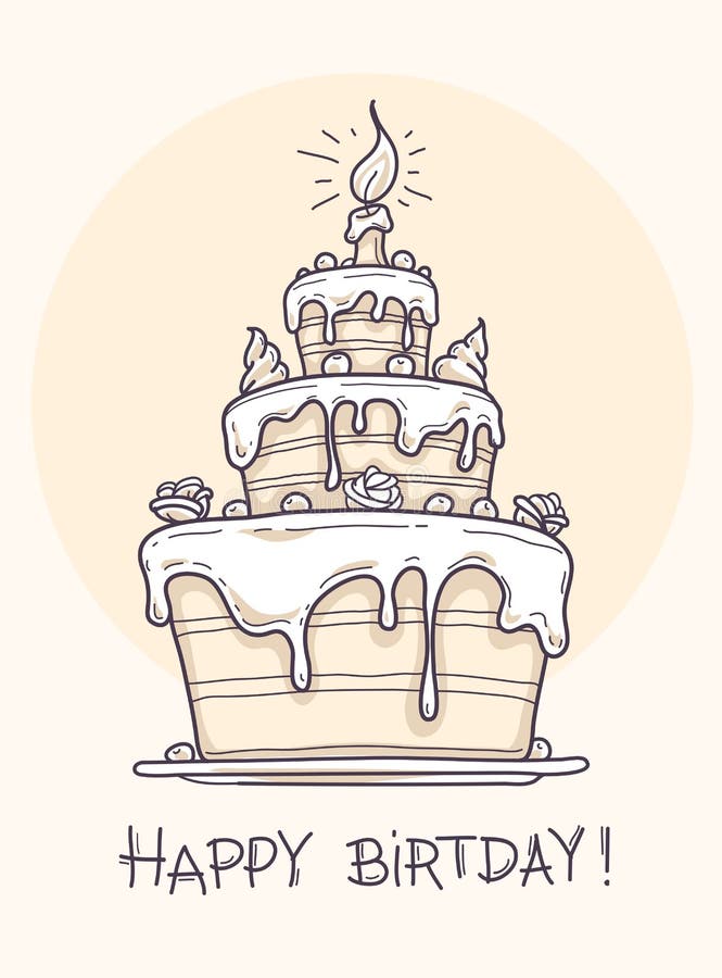 Greeting Card With Big Birthday Cake Stock Vector ...