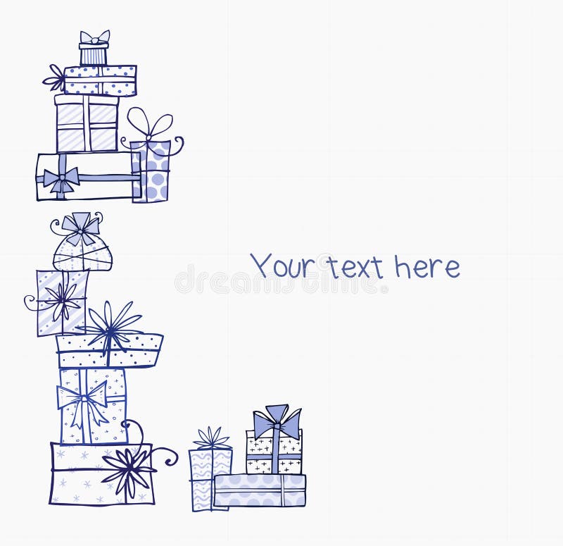 Sketch Gift Boxes Collection on Blackboard Stock Vector Illustration