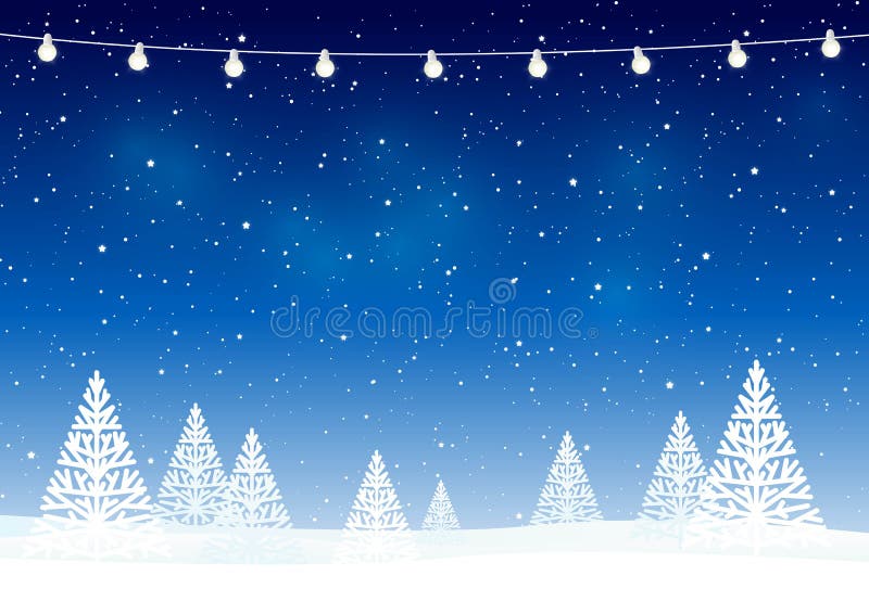 Greeting Card with Christmas Trees on Starry Night Background for Winter  Holiday Design Stock Vector - Illustration of silhouette, nature: 163858664