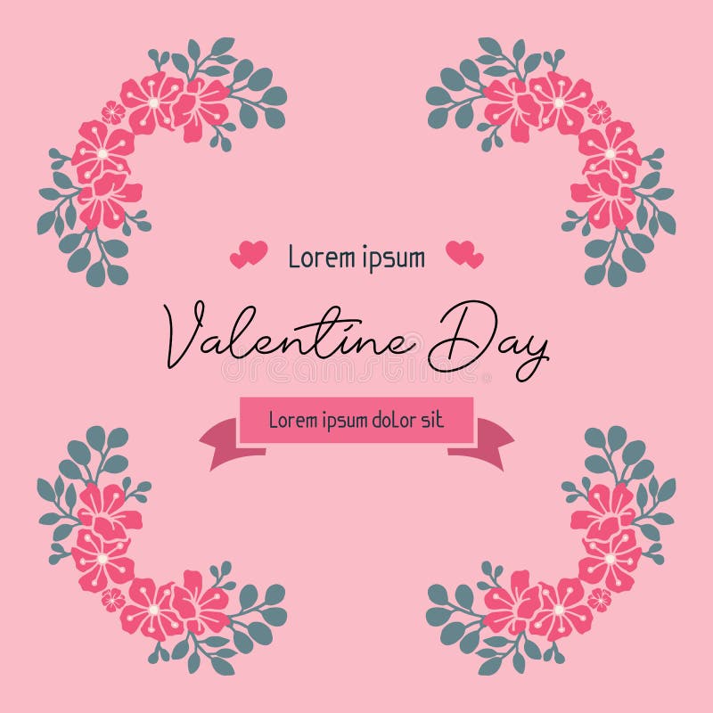 Greeting Card Design Valentine Day, with Leaf Flower Frame Wallpaper