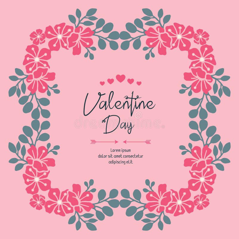 Greeting Card Design Valentine Day, with Leaf Flower Frame Wallpaper