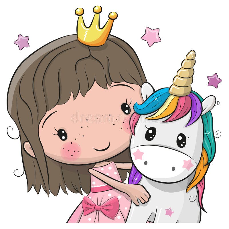 Greeting Card with fairy tale Princess and Unicorn