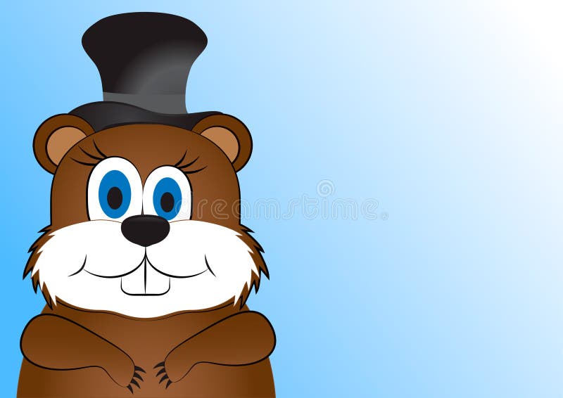 Greeting card on Groundhog day with the image of the animal Groundhog