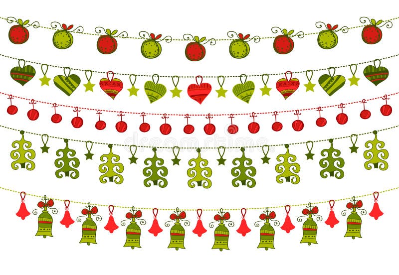 Greeting card with hanging Christmas ornaments