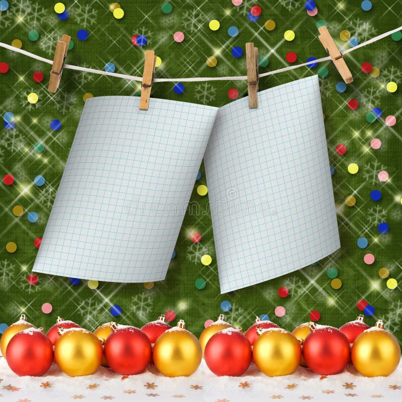 Greeting Card Hanging on a Rope and Clothespins Stock Illustration