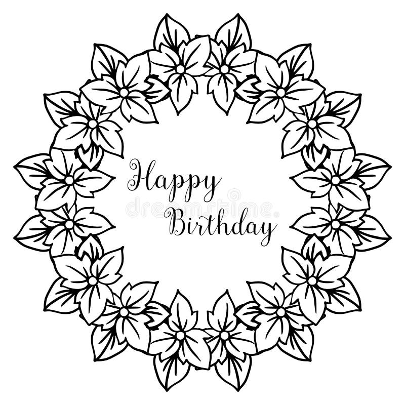 Greeting Card Happy Birthday, with Pattern Flower Frame, Seamless ...