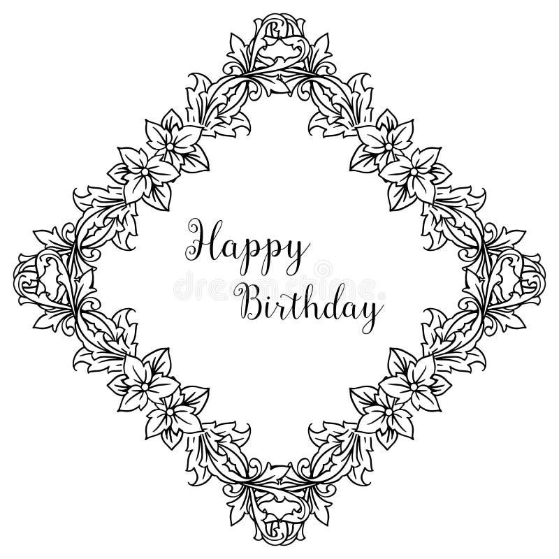 Greeting Card Happy Birthday, with Pattern Flower Frame, Seamless ...