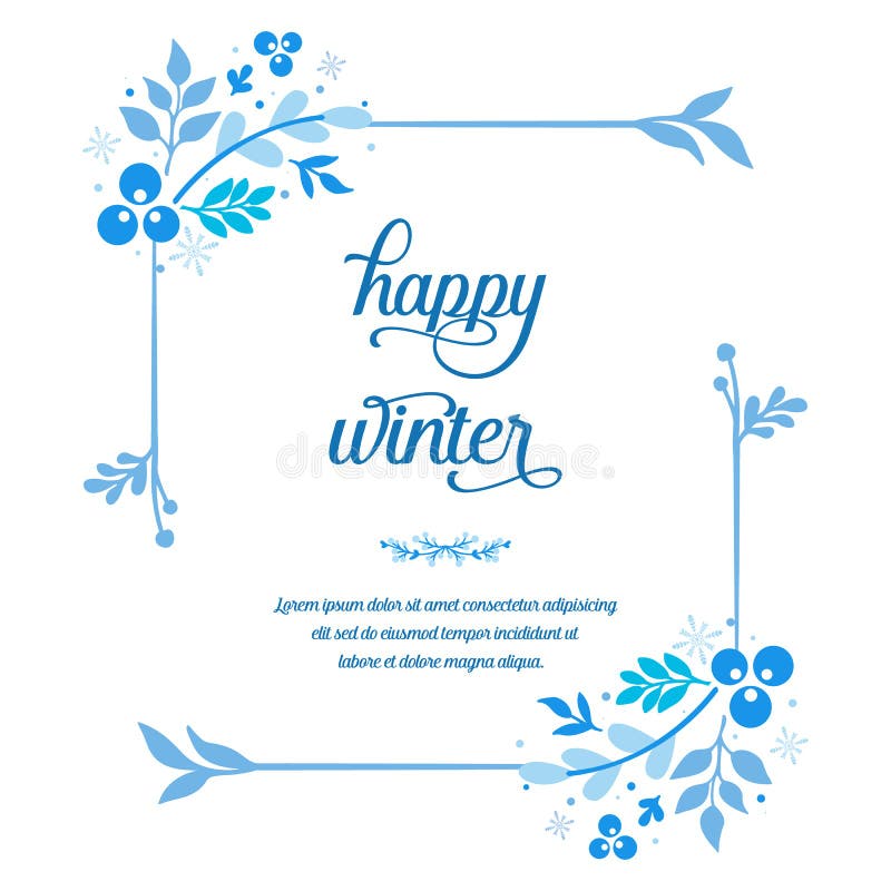 Greeting Card Happy Winter Background, With Artwork Design Of Blue