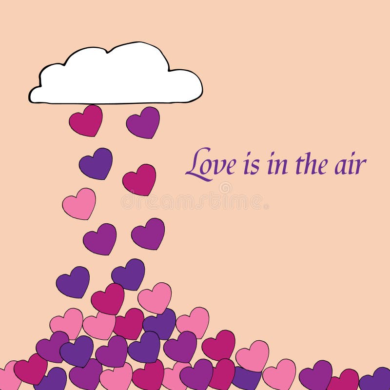Greeting Card Love Is In The Air Romantic With A Lot Of Hearts That
