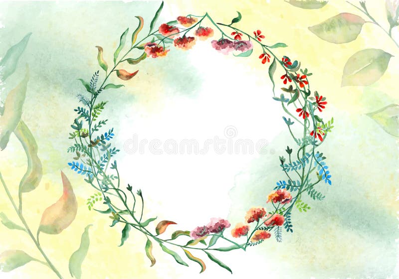 Greeting card made of watercolor flowers. royalty free illustration