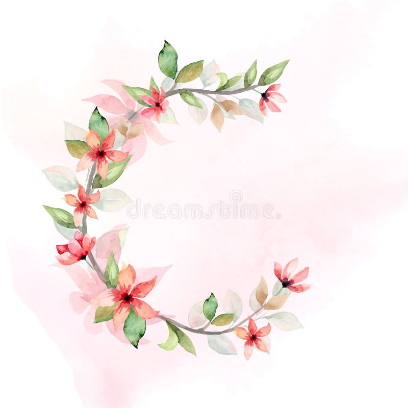 Greeting card made of watercolor flowers. vector illustration