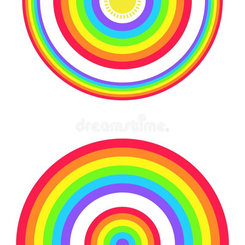 Greeting Card with a Set of Rainbows and the Sun