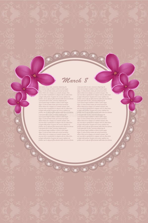 Greeting card with spring lilac