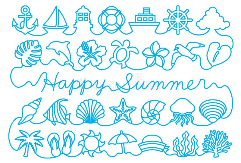 Greeting card with summer icons. stock illustration Greeting card with summer icons. stock illustration