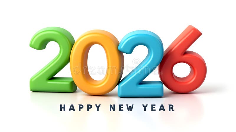 Greeting card 2026 with trendy, multicolored graphics. 2026 New Year Celebration royalty free illustration