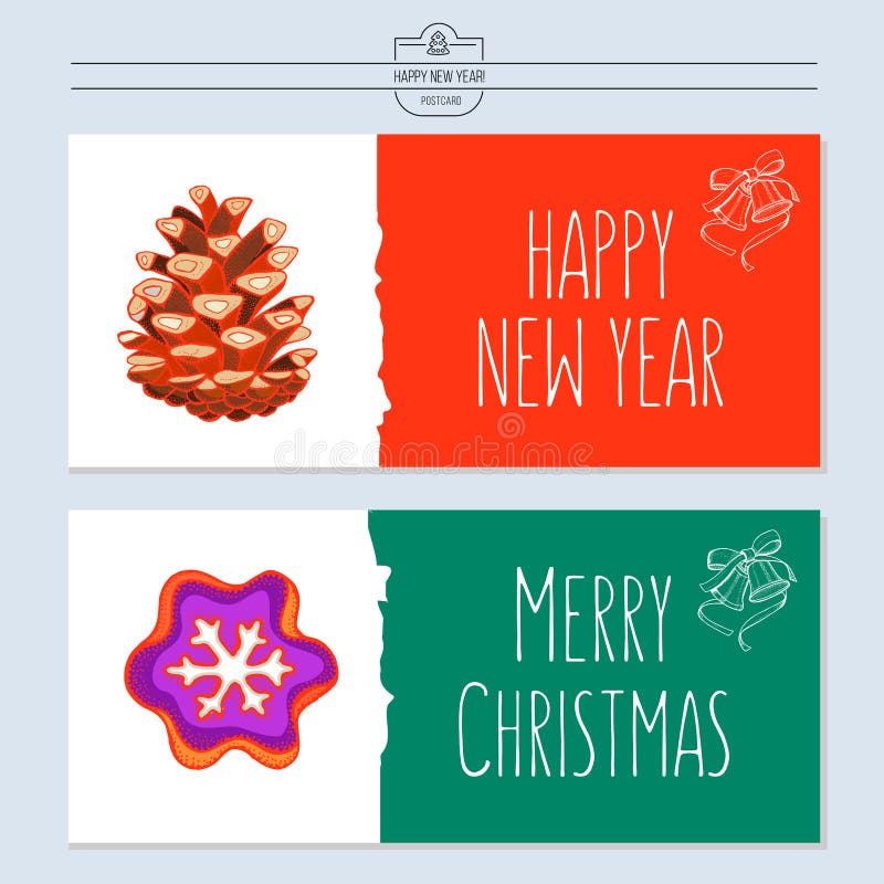 Greeting Card, Vector Illustration. With The New Year. Hand Draw Stock Vector - Illustration of