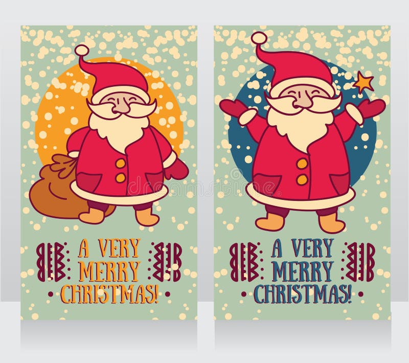 Greeting Cards for Christmas with Cute Santa Stock Vector