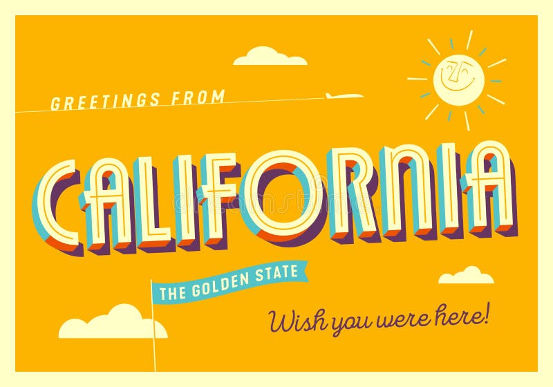 Greetings from California, USA the Golden State Touristic Postcard