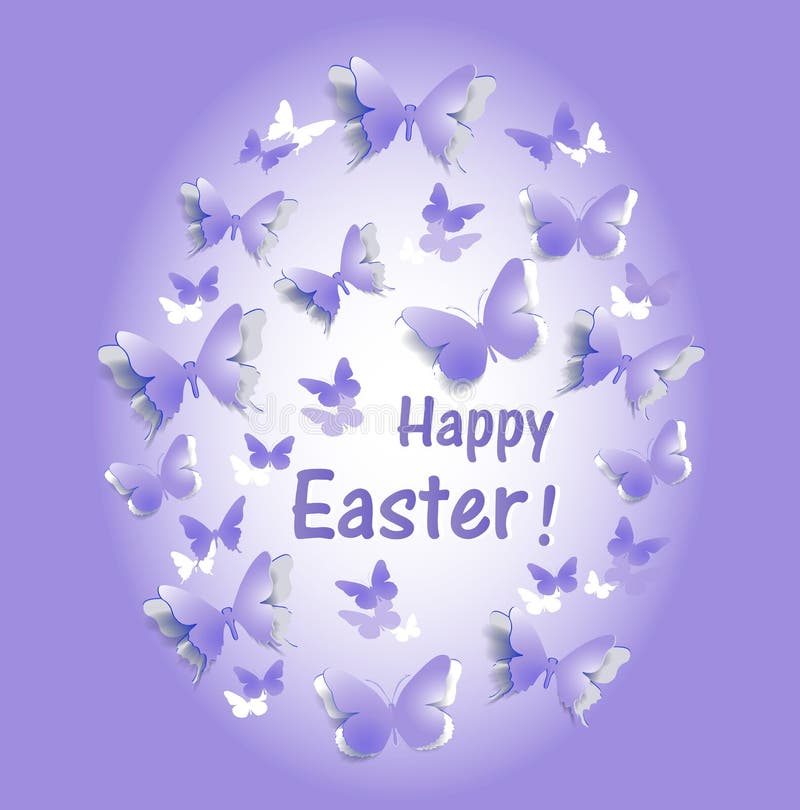 Greeting Easter Card with Blue Butterflies Stock Illustration