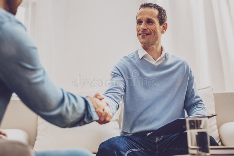 Kind man stock photo. Pleasant acquaintance.