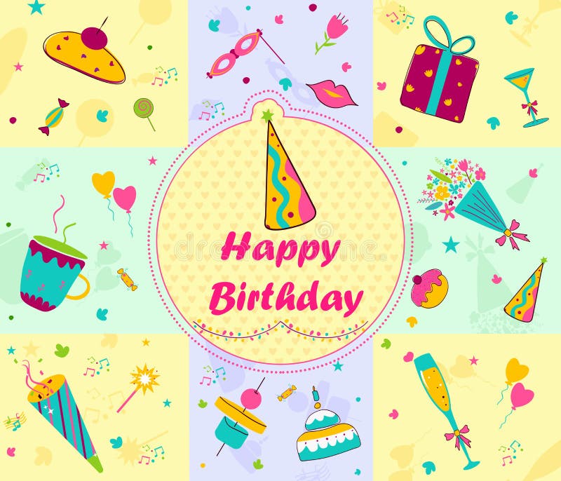 Greetings for Happy Birthday stock illustration Greetings for Happy Birthday stock illustration