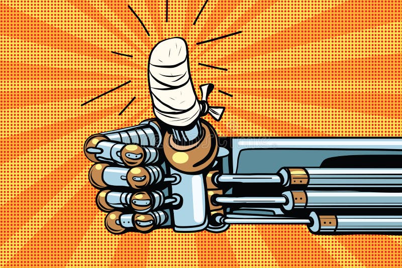Greifen Sie oben wie Geste, die Roboterhand wird verbunden ab lizenzfreie abbildung