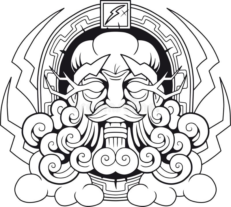 Grekisk gud Thunderer Zeus stock illustrationer Grekisk gud Thunderer Zeus stock illustrationer