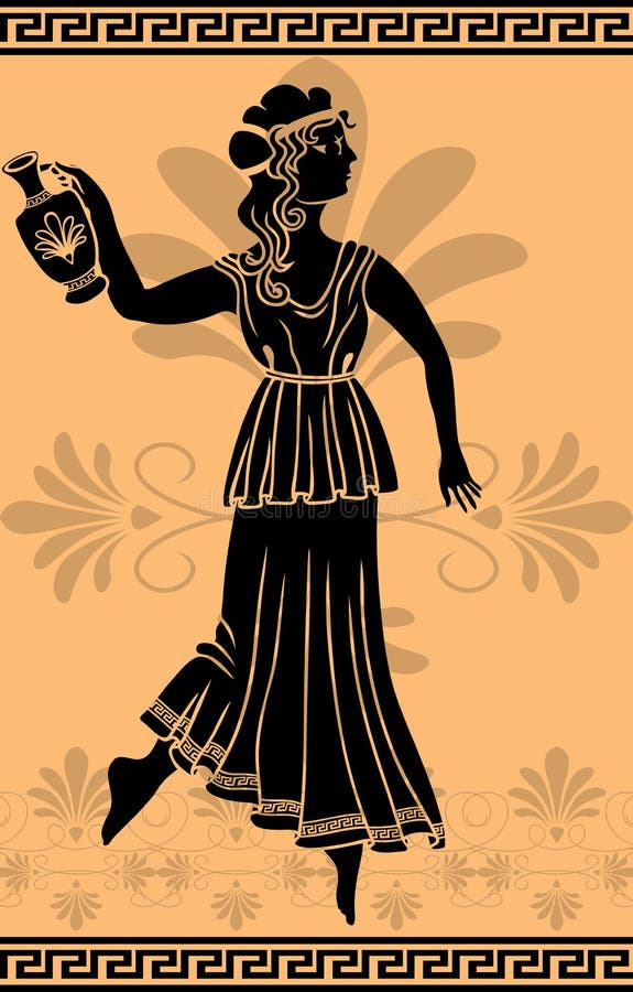 Grekisk stencilkvinna för amphora stock illustrationer