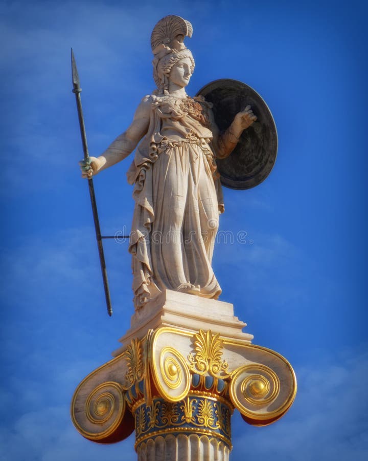 Grekland staty av Athena den forntida gudinnan av vishet och kunskap arkivbild Grekland staty av Athena den forntida gudinnan av vishet och kunskap arkivbild