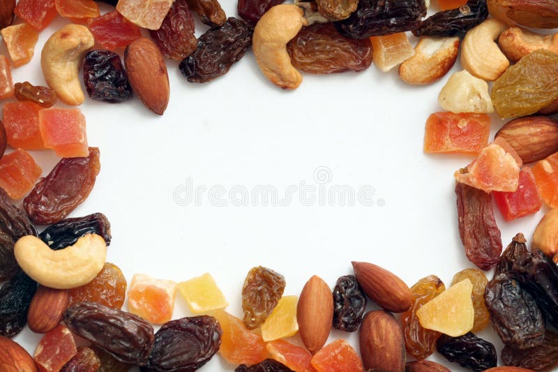Grens van droge vruchten en noten