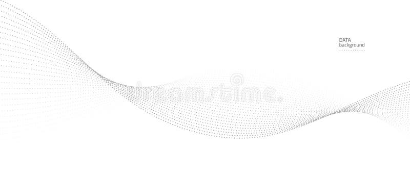 Grey airy particles flow vector design, abstract background with wave of flowing dots array, digital futuristic illustration, nano vector illustration