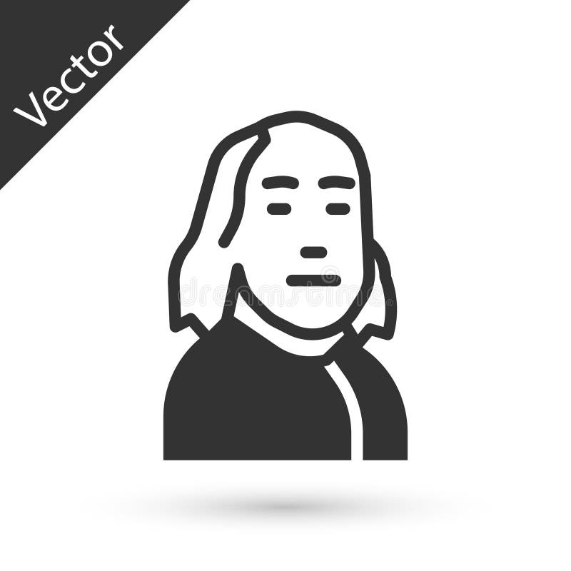 Grey Benjamin Franklin icon isolated on white background. Vector vector illustration