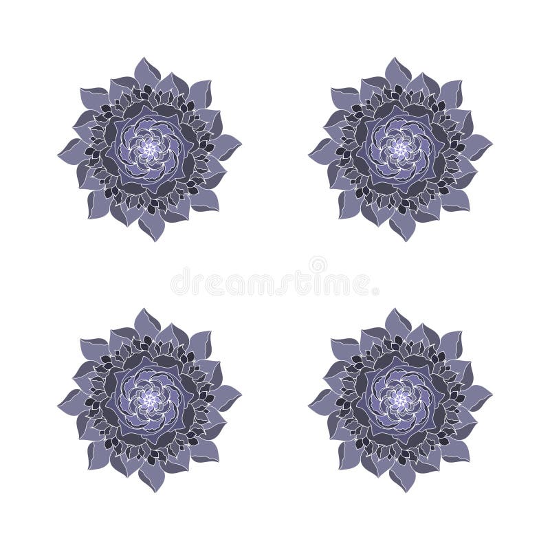 Grey black Flower rose vector concept logo organic plant. Retro spring or summer floral design element in mandalas style. Arabic stock illustration Grey black Flower rose vector concept logo organic plant. Retro spring or summer floral design element in mandalas style. Arabic stock illustration
