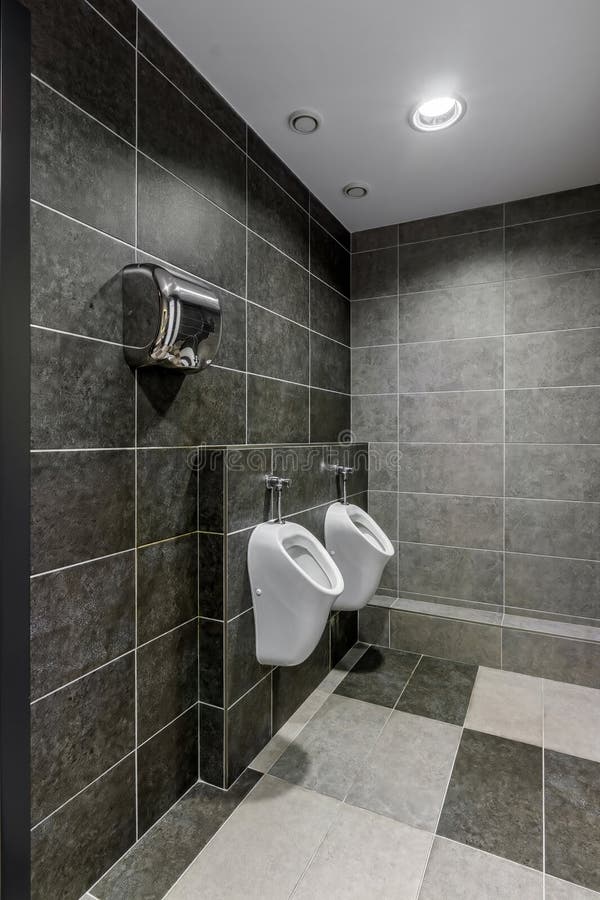 Grey Black Toilet in Modern Office Building Stock Image Image of