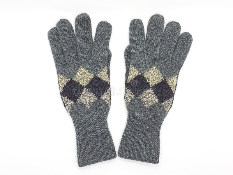 Grey Wool Winter Gloves in White Isolated Background 01 stock image Grey Wool Winter Gloves in White Isolated Background 01 stock image