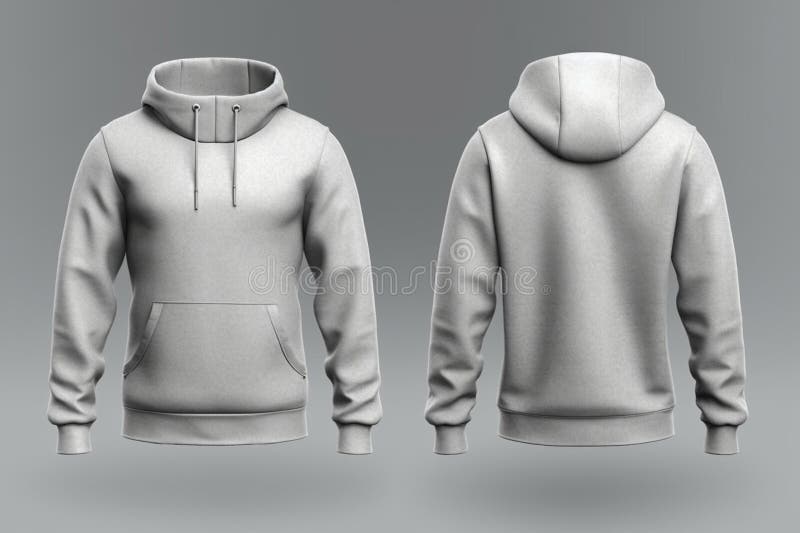 Grey Blank Hoodie Template, Front and Back View, on Invisible Mannequin ...
