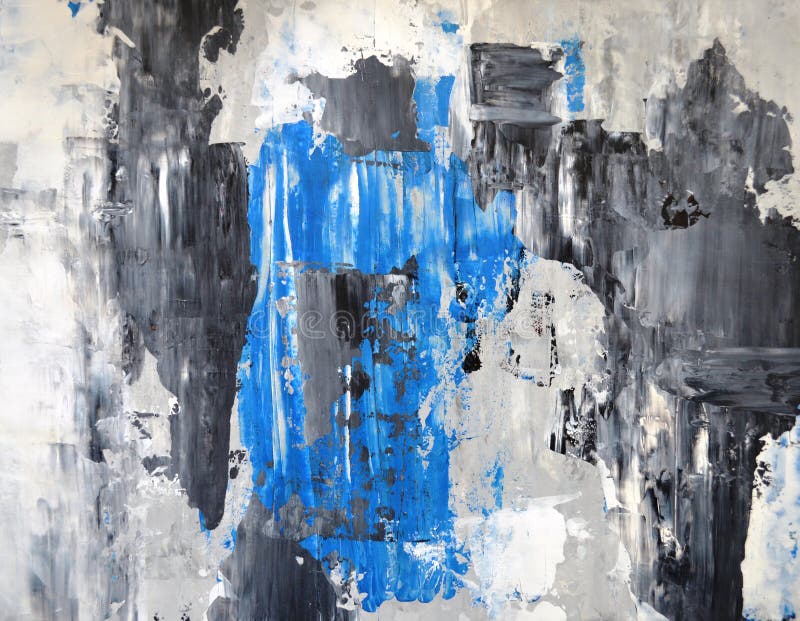 Grey and Blue Abstract Art Painting